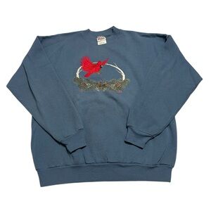 Vintage 90s Women’s Large Christmas Winter Cardinal Embroidered Sweatshirt